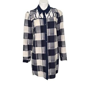BCBGeneration Plaid Flannel Shirt Dress Laced Yoke S Grandmacore Cabincore Boho